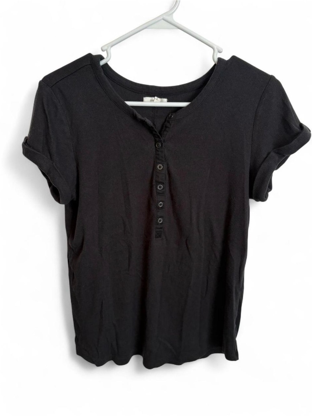 Maurices Black Short Sleeve Henley Top